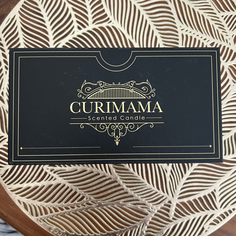 Curimama Black and Gold Scented Candle with Butterflies